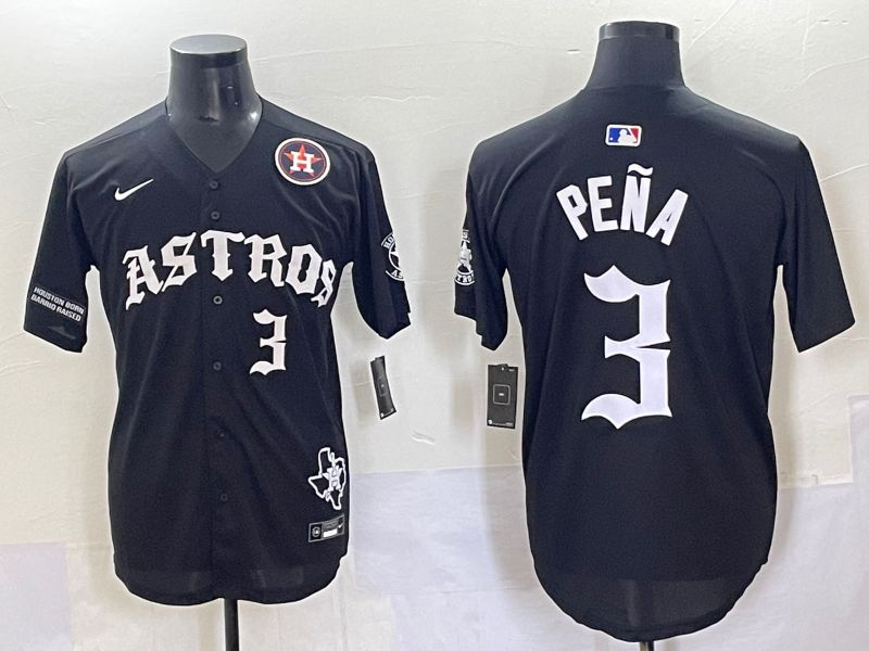 Men 2025 Houston Astros #3 Pena Black Seven generations Joint Name Nike MLB Jersey style 7046